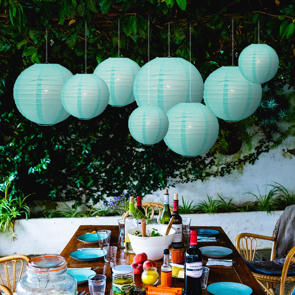 Ultimate 20pc Water Blue Paper Lantern Party Pack - Assorted Sizes of 6, 8, 10, 12 for Weddings, Birthday, Events and Decor - PaperLanternStore.com - Paper Lanterns, Decor, Party Lights & More
