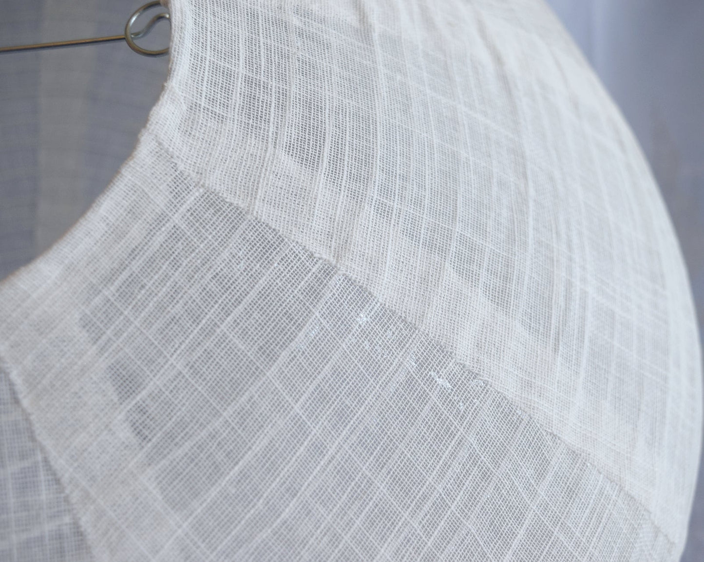 Round Linen Fabric Lantern Lampshade, Handcrafted, Durable, White Beige (16"W x 16"H)