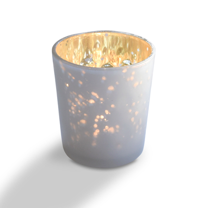 Vintage Mercury Glass Candle Holder (3-Inch, Tess Design, Pearl White) - for use with Tea Lights - for Home Décor, Parties and Wedding Decorations