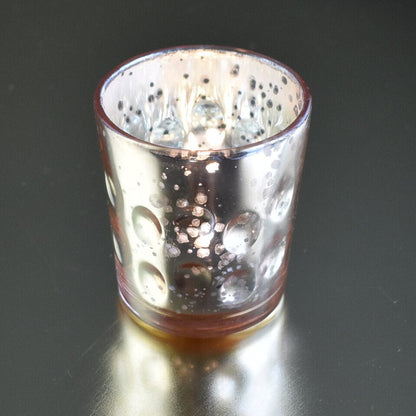 Vintage Mercury Glass Candle Holder (3-Inch, Tess Design, Silver) - for use with Tea Lights - for Home Décor, Parties and Wedding Decorations - PaperLanternStore.com - Paper Lanterns, Decor, Party Lights & More