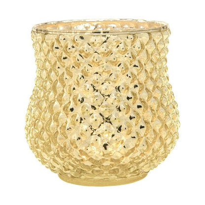 Timeless Gold Mercury Glass Tea Light Votive Candle Holders (Set of 5, Assorted Designs and Sizes)
