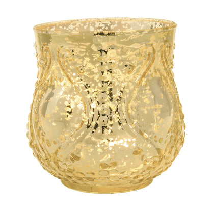 Vintage Mercury Glass Candle Holder (4-Inch, Rose Design, Large Nouveau Motif, Gold) - Decorative Candle Holder - Home Decor and Wedding Centerpieces - PaperLanternStore.com - Paper Lanterns, Decor, Party Lights & More