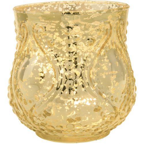 Elevation Gold Mercury Glass Tea Light Votive Candle Holders (Set of 4, Assorted Designs and Sizes)
