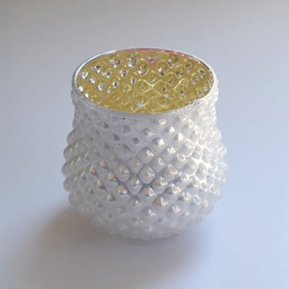 6 Pack | Vintage Mercury Glass Vase and Candle Holders (3-Inch, Small Ruby, Pearl White)  - For Use with Tea Lights - For Home Decor, Parties and Wedding Decorations
