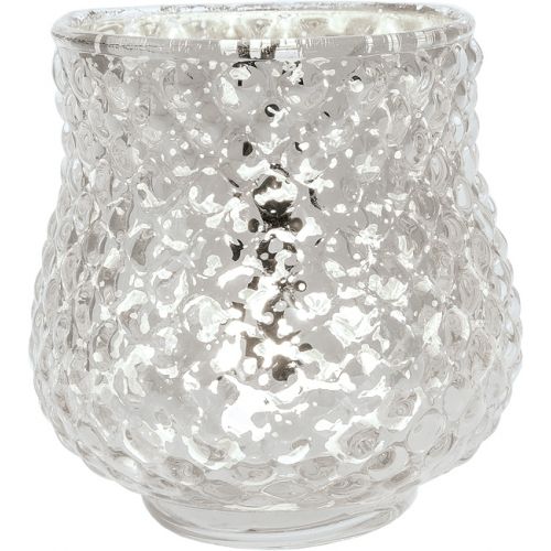 Vintage Mercury Glass Candle Holder (3-Inch, Ruby Design, Silver) - Decorative Candle Holder - Home Decor, Party Decorations and Wedding Centerpieces - PaperLanternStore.com - Paper Lanterns, Decor, Party Lights & More