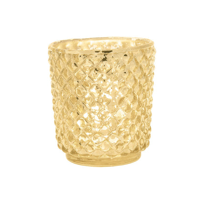 Vintage Mercury Glass Candle Holder (3-Inch, Small Rachel Design, Gold) - For use with Tea Light - Decorative Candle Holder for Home Decor and Wedding Centerpieces - PaperLanternStore.com - Paper Lanterns, Decor, Party Lights & More