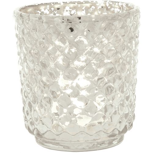 Vintage Mercury Glass Candle Holder (3-Inch, Small Rachel Design, Silver) - For use with Tea Light -Decorative Candle Holder for Home Decor and Wedding Centerpieces - PaperLanternStore.com - Paper Lanterns, Decor, Party Lights & More