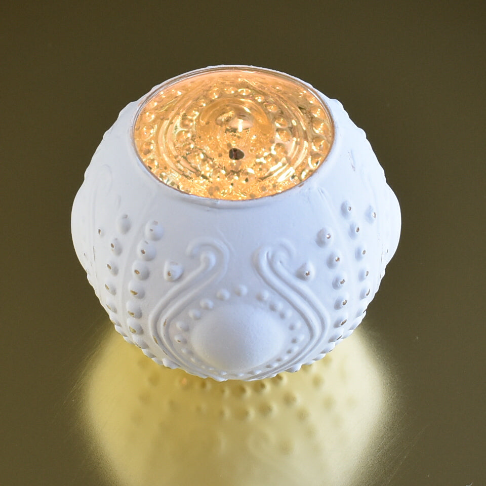 Vintage Mercury Glass Vase and Candle Holder (3.25-Inches, Small Josephine Design, Antique White) - Use with Tea lights - for Home Décor, Parties and Weddings - PaperLanternStore.com - Paper Lanterns, Decor, Party Lights & More