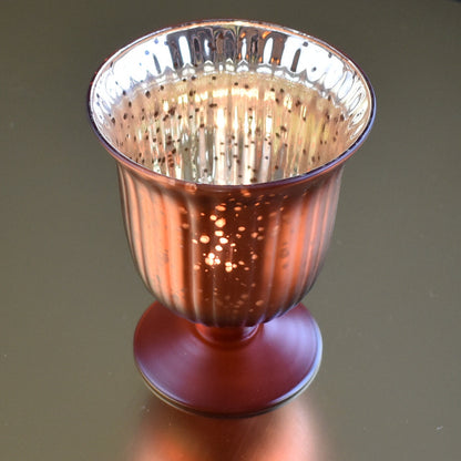 Vintage Mercury Glass Candle Holder (5-Inch, Emma Design, Fluted Urn, Rustic Copper Red) - Decorative Candle Holder - For Home Decor, Party Decorations, and Wedding Centerpieces - PaperLanternStore.com - Paper Lanterns, Decor, Party Lights & More