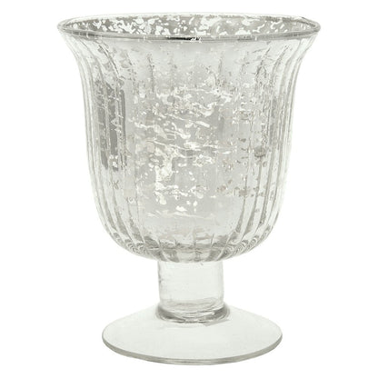 2-PACK | Vintage Mercury Glass Candle Holder (5-Inch, Emma Design, Fluted Urn, Silver) - Decorative Candle Holder - For Home Decor and Wedding Centerpieces