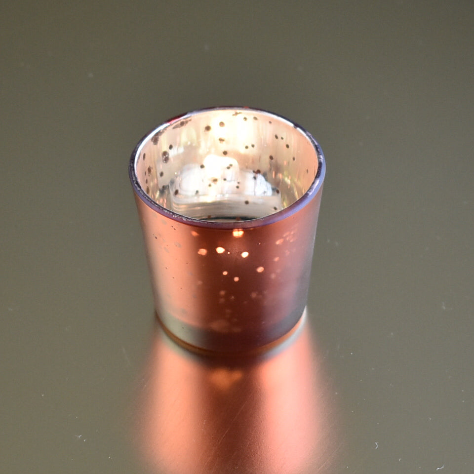 Vintage Mercury Glass Candle Holder (2.5-Inch, Lila Design, Liquid Motif, Rustic Copper Red) - For Use with Tea Lights - For Parties, Weddings and Homes - PaperLanternStore.com - Paper Lanterns, Decor, Party Lights & More