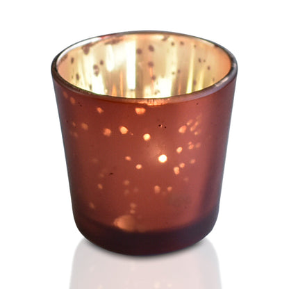 Vintage Mercury Glass Candle Holder (2.5-Inch, Lila Design, Liquid Motif, Rustic Copper Red) - For Use with Tea Lights - For Parties, Weddings and Homes - PaperLanternStore.com - Paper Lanterns, Decor, Party Lights & More
