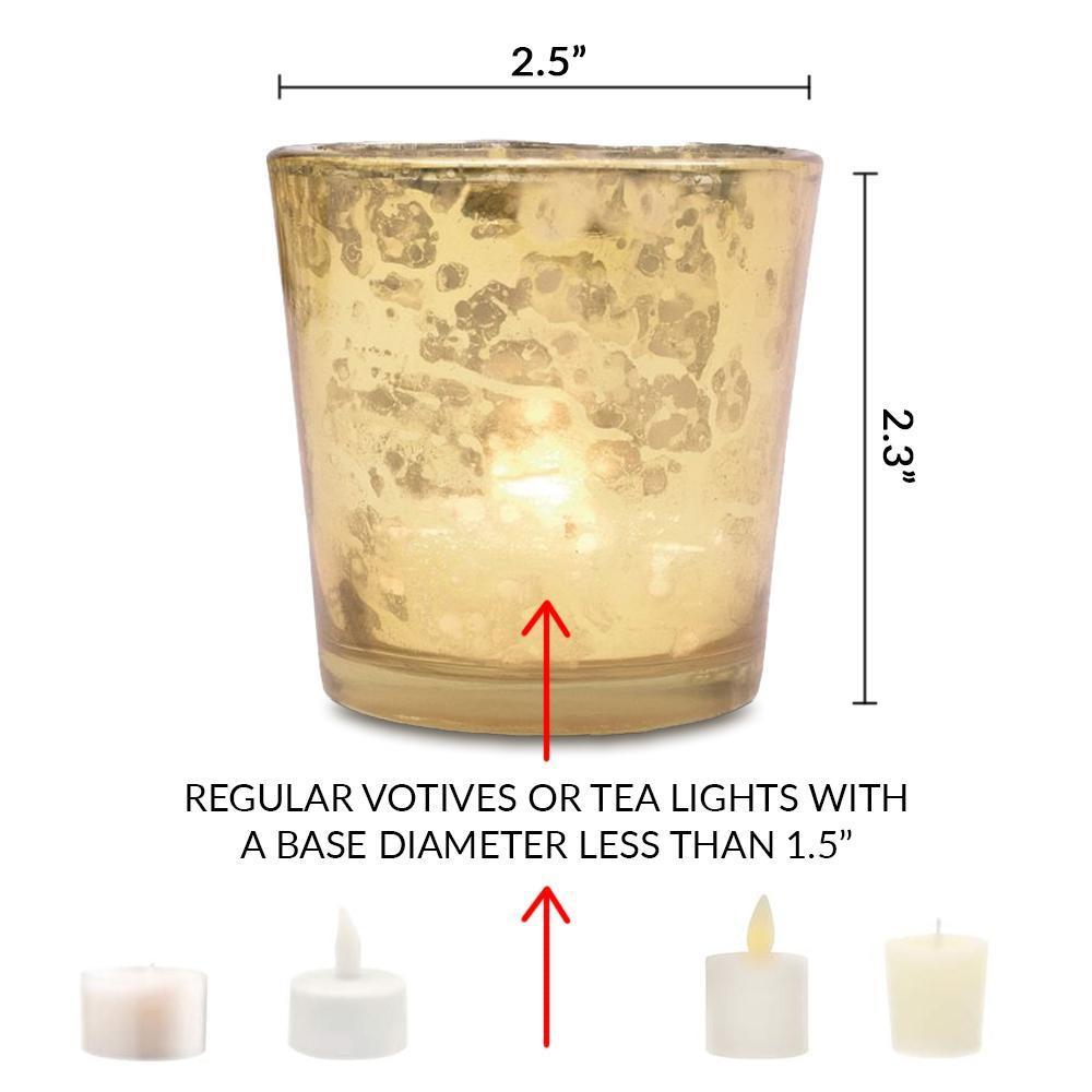Vintage Mercury Glass Candle Holder (2.5-Inch, Lila Design, Liquid Motif, Pearl White) - For Use with Tea Lights - For Parties, Weddings and Homes - PaperLanternStore.com - Paper Lanterns, Decor, Party Lights & More