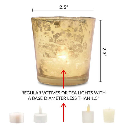 Vintage Mercury Glass Candle Holder (2.5-Inch, Lila Design, Liquid Motif, Pearl White) - For Use with Tea Lights - For Parties, Weddings and Homes - PaperLanternStore.com - Paper Lanterns, Decor, Party Lights & More