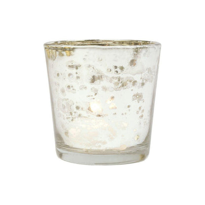Royal Chic Silver Mercury Glass Tea Light Votive Candle Holders (5 PACK, Assorted Designs and Sizes)