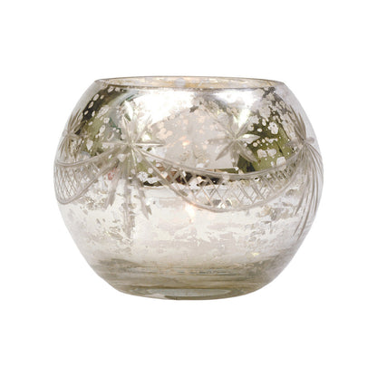 Vintage Mercury Glass Globe Holder (3-Inch, Mary Design, Silver) - For use with Tea Lights - Home Decor, Parties and Wedding Decorations - PaperLanternStore.com - Paper Lanterns, Decor, Party Lights & More