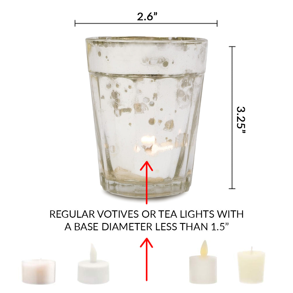 Vintage Mercury Glass Candle Holder (3.25-Inch, Katelyn Design, Column Motif, Rose Gold Pink) - Use with Tea Lights - Home and Wedding Decorations - PaperLanternStore.com - Paper Lanterns, Decor, Party Lights & More