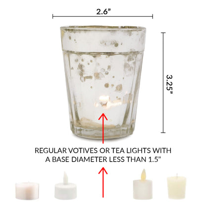 Vintage Mercury Glass Candle Holder (3.25-Inch, Katelyn Design, Column Motif, Rose Gold Pink) - Use with Tea Lights - Home and Wedding Decorations - PaperLanternStore.com - Paper Lanterns, Decor, Party Lights & More