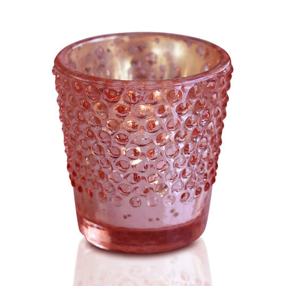 Electric Pink Mercury Glass Tea Light Votive Candle Holders (Set of 5, Assorted Designs and Sizes)