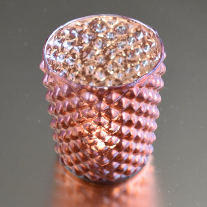 Mercury Glass Tealight Holder (3-Inch, Zariah Design, Rustic Copper Red) - For Use with Tea Lights - For Home Decor, Parties and Wedding Decorations - PaperLanternStore.com - Paper Lanterns, Decor, Party Lights & More