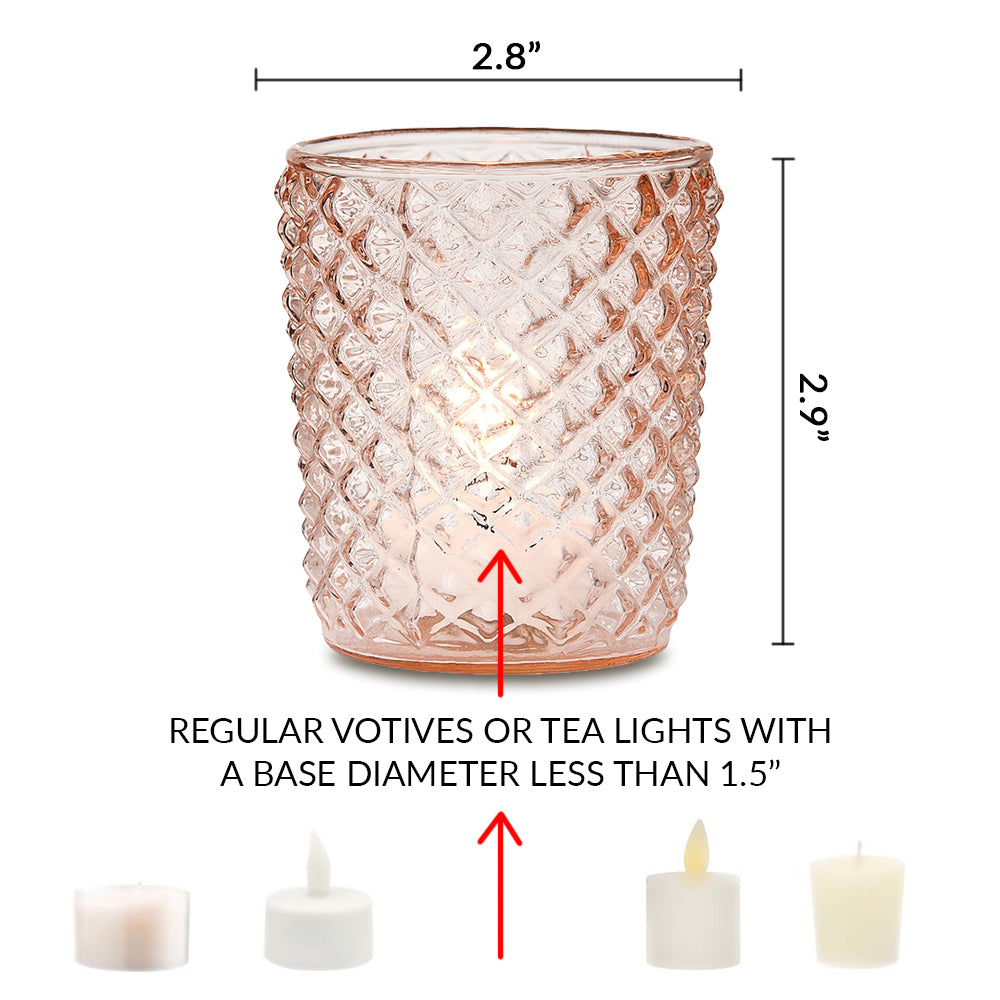 Vintage Mercury Glass Candle Holder (3-Inch, Zariah Design, Gold) - For Use with Tea Lights - For Home Decor, Parties, and Wedding Decorations - PaperLanternStore.com - Paper Lanterns, Decor, Party Lights & More