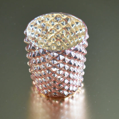 Mercury Glass Tealight Holder (3-Inches, Zariah Design, Rose Gold Pink) - For Use with Tea Lights - For Home Decor, Parties and Wedding Decorations - PaperLanternStore.com - Paper Lanterns, Decor, Party Lights & More