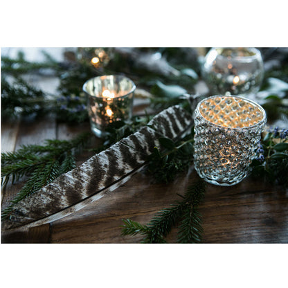 Vintage Mercury Glass Candle Holder (3-Inch, Zariah Design, Silver) - For Use with Tea Lights - For Home Decor, Parties, and Wedding Decorations - PaperLanternStore.com - Paper Lanterns, Decor, Party Lights & More