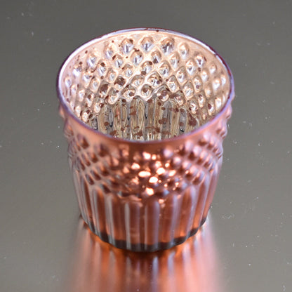 Mercury Glass Tealight Holder (2.75-Inch, Ophelia Design, Rustic Copper Red) - For Use with Tea Lights - For Home Decor, Parties and Wedding Decorations - PaperLanternStore.com - Paper Lanterns, Decor, Party Lights & More