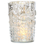 Vintage Mercury Glass Candle Holder (4-Inch, Fleur Design, Flower Motif, Silver) - For Home Decor, Party Decorations, and Wedding Centerpieces - PaperLanternStore.com - Paper Lanterns, Decor, Party Lights & More