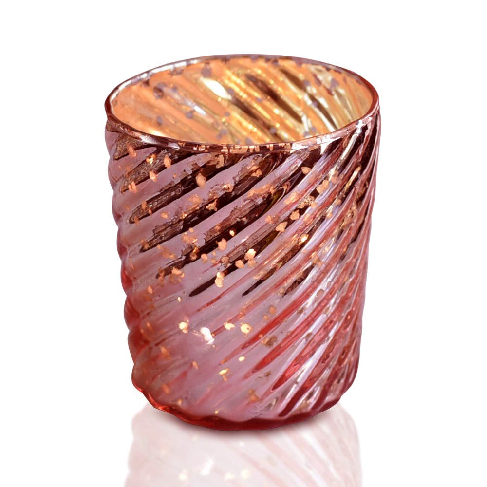 6 Pack | Mercury Glass Candle Holders (3-Inch, Grace Design, Electric Pink) - for use with Tea Lights