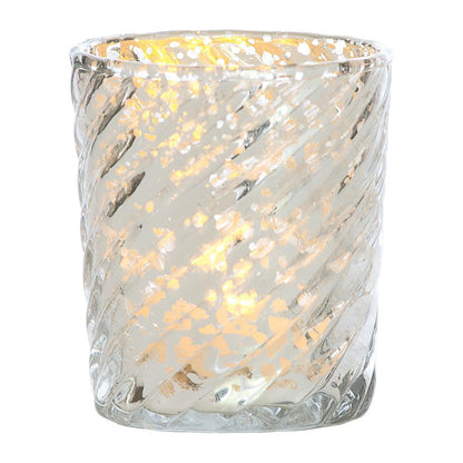 Royal Chic Silver Mercury Glass Tea Light Votive Candle Holders (5 PACK, Assorted Designs and Sizes)