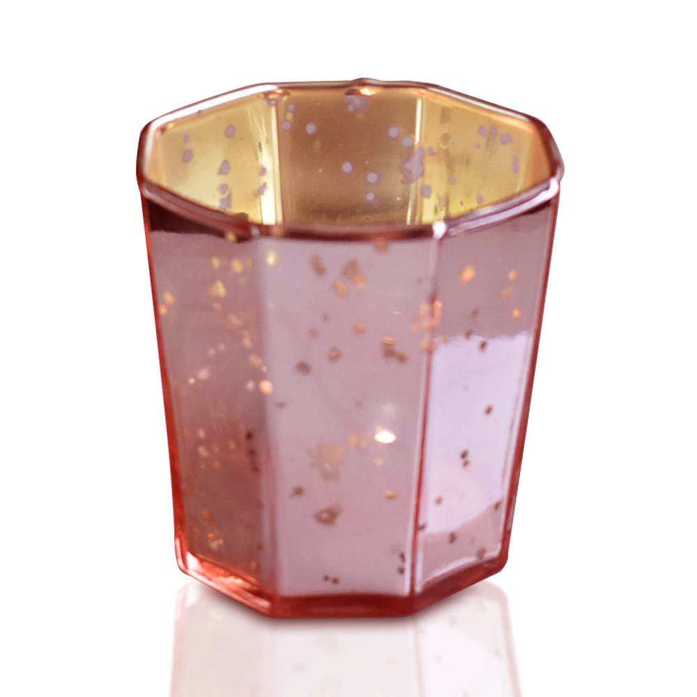 Electric Pink Mercury Glass Tea Light Votive Candle Holders (Set of 5, Assorted Designs and Sizes)