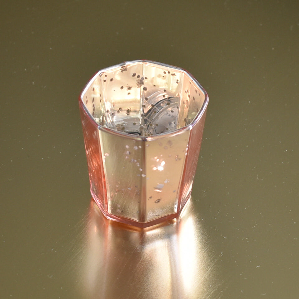 Patricia Mercury Glass Tealight Holder (Rose Gold Pink, Single) For Use with Tea Lights - For Home Decor, Parties and Wedding Decorations - PaperLanternStore.com - Paper Lanterns, Decor, Party Lights & More