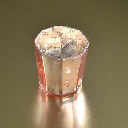 Patricia Mercury Glass Tealight Holder (Rose Gold Pink, Single) For Use with Tea Lights - For Home Decor, Parties and Wedding Decorations - PaperLanternStore.com - Paper Lanterns, Decor, Party Lights & More