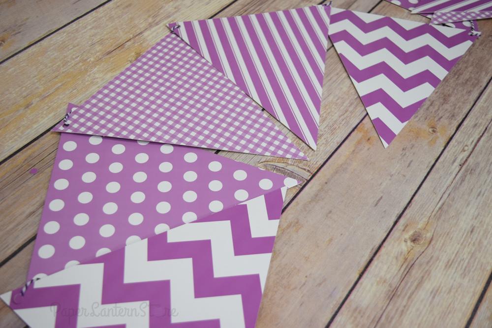 Violet / Orchid Mix Pattern Triangle Flag Pennant Banner Decoration (11FT) - PaperLanternStore.com - Paper Lanterns, Decor, Party Lights & More