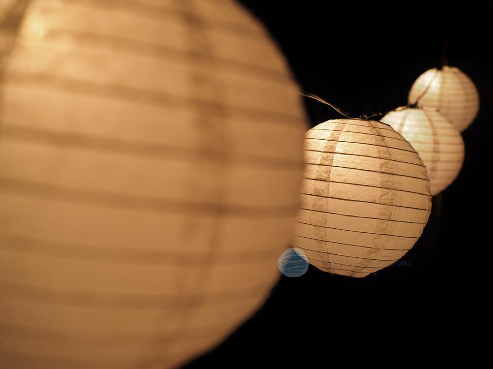 16" Wedding Paper Lantern String Light Decoration COMBO Kit (21 FT, EXPANDABLE, White Cord) - PaperLanternStore.com - Paper Lanterns, Decor, Party Lights & More
