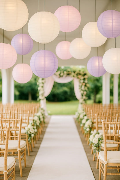 Dream Wedding Even Ribbing Paper Lantern Combo Variety Set (12 PACK)