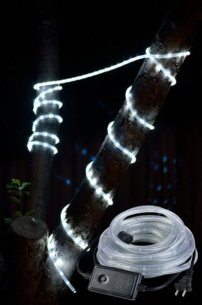 Cool White Outdoor LED Fairy String Rope Light, 33 FT, Clear Tube, AC Plug-In - PaperLanternStore.com - Paper Lanterns, Decor, Party Lights & More