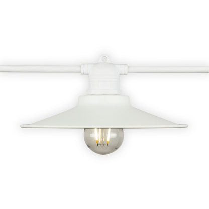 Classic Metal Patio Light Bulb Shade Cover for Outdoor Commercial String Lights, E26, White - PaperLanternStore.com - Paper Lanterns, Decor, Party Lights & More
