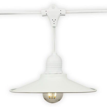 Classic Metal Patio Light Bulb Shade Cover for Outdoor Commercial String Lights, E26, White - PaperLanternStore.com - Paper Lanterns, Decor, Party Lights & More