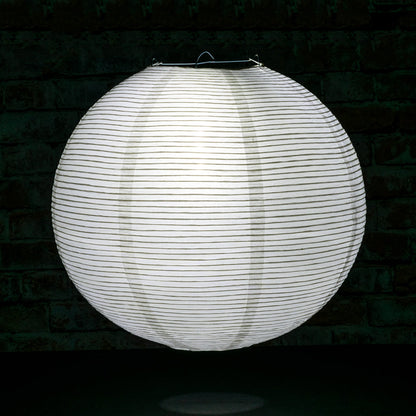 14" White Fine Line Premium Even Ribbing Paper Lantern, Extra Sturdy - PaperLanternStore.com - Paper Lanterns, Decor, Party Lights & More