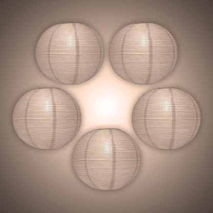 5 PACK | 12" White Fine Line Premium Even Ribbing Paper Lantern, Extra Sturdy - PaperLanternStore.com - Paper Lanterns, Decor, Party Lights & More
