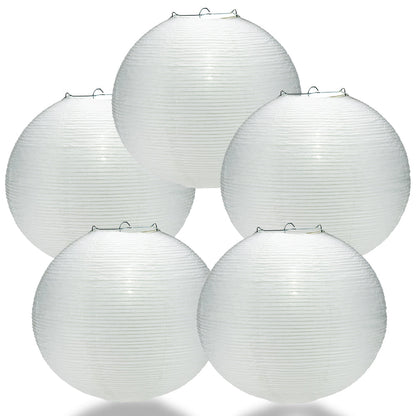 5 PACK | 12" White Fine Line Premium Even Ribbing Paper Lantern, Extra Sturdy - PaperLanternStore.com - Paper Lanterns, Decor, Party Lights & More