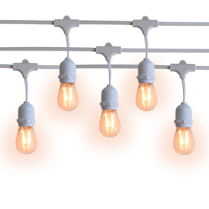 (Cord Only) 48 Suspended Socket SJTW Outdoor Commercial DIY String Light 102 FT White Cord w/ E26 Medium Base, Weatherproof