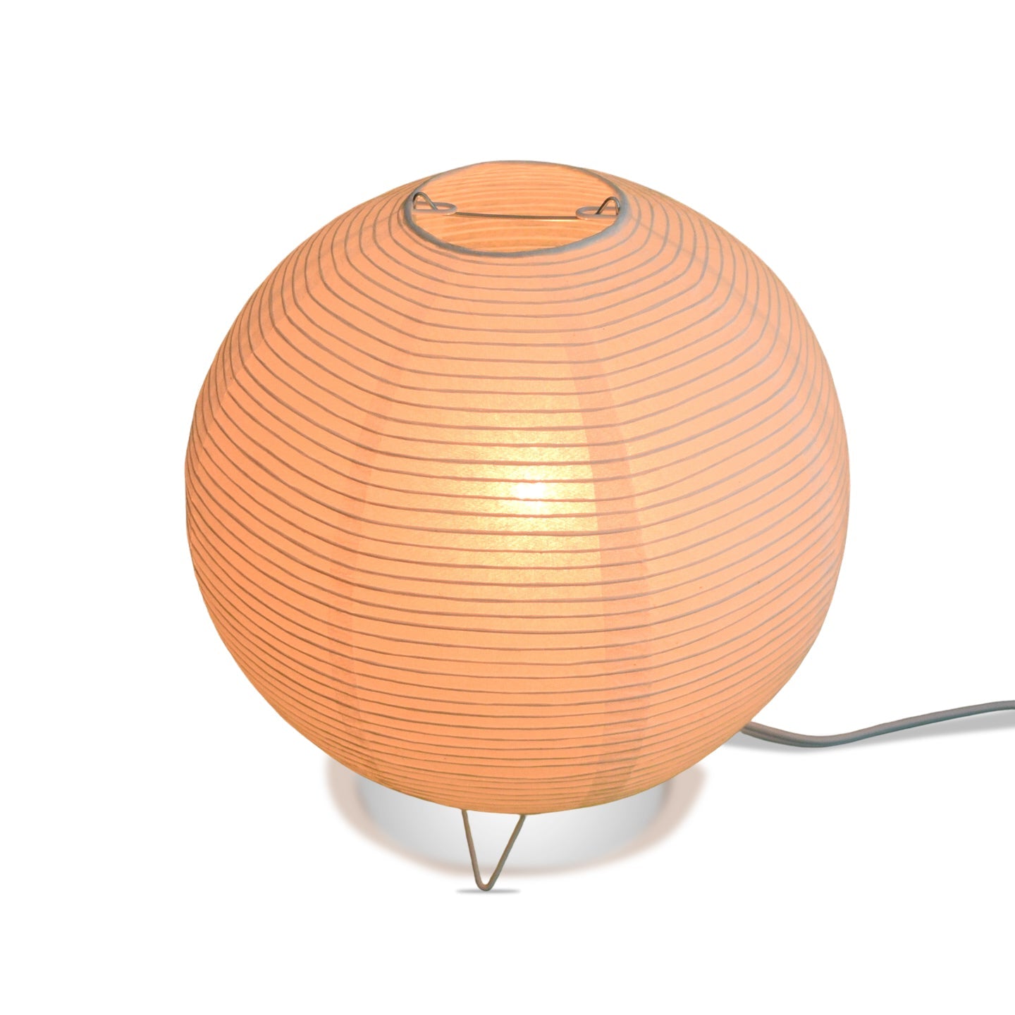 White Corded Round Table Top Lantern Lamp Kit w/ Light Bulb, Fine Line Paper Moon - PaperLanternStore.com - Paper Lanterns, Decor, Party Lights & More