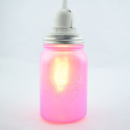 Fantado Frosted Lavender Mason Jar Pendant Light Kit, Wide Mouth, Clear Cord, 15FT - PaperLanternStore.com - Paper Lanterns, Decor, Party Lights & More
