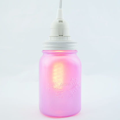 Fantado Frosted Lavender Mason Jar Pendant Light Kit, Wide Mouth, White Cord, 15FT - PaperLanternStore.com - Paper Lanterns, Decor, Party Lights & More