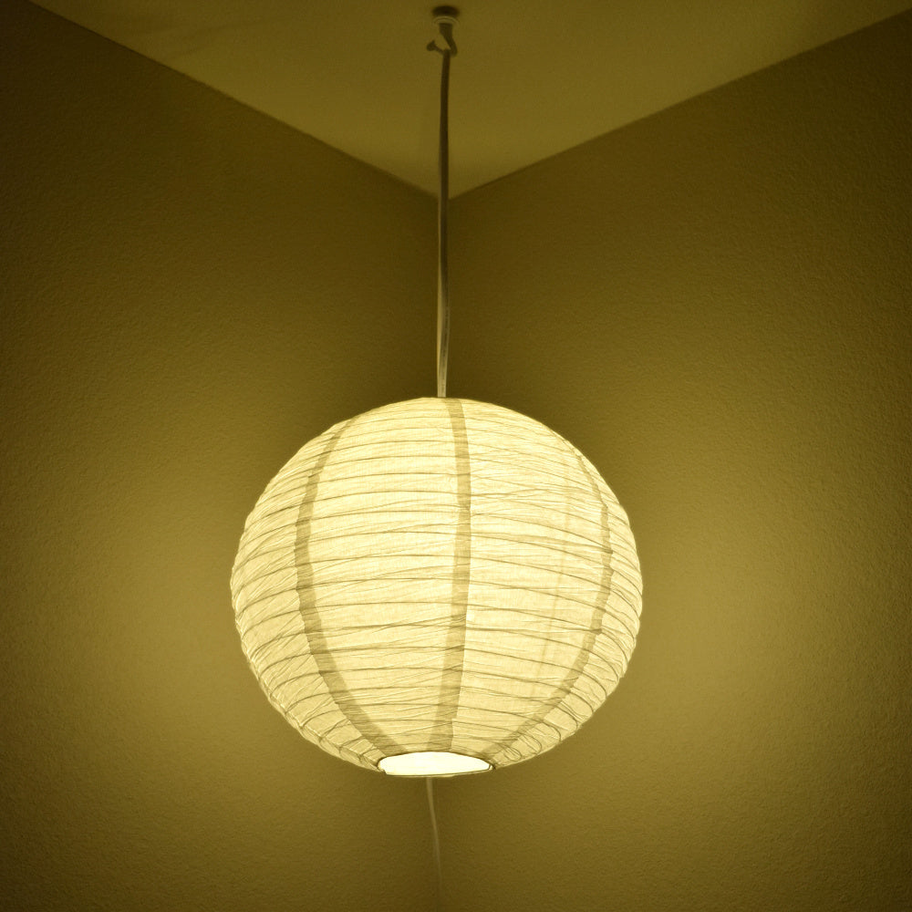 Crepe Premium Paper Lantern Pendant Light Cord Kit with S14 Yellow LED Bulb