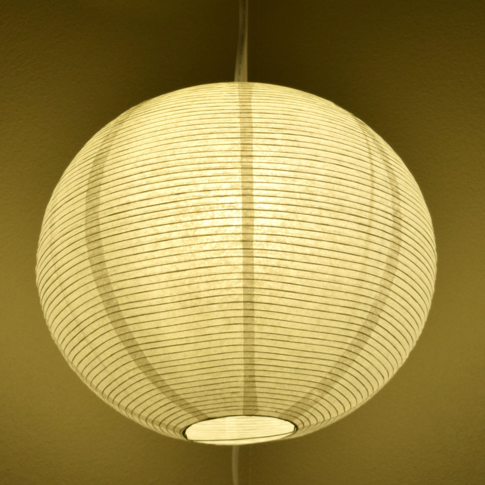 LANTERN + CORD + COLOR BULB | White Fine Line Premium Paper Lantern, Extra Sturdy with Pendant Cord Combo Kit, Switch, E26, Yellow Bulb