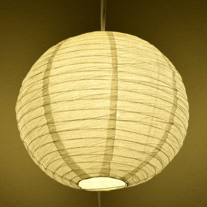 LANTERN + CORD + COLOR BULB | White Crepe Premium Paper Lantern with Pendant Cord Combo Kit, Switch, E26, Yellow Bulb